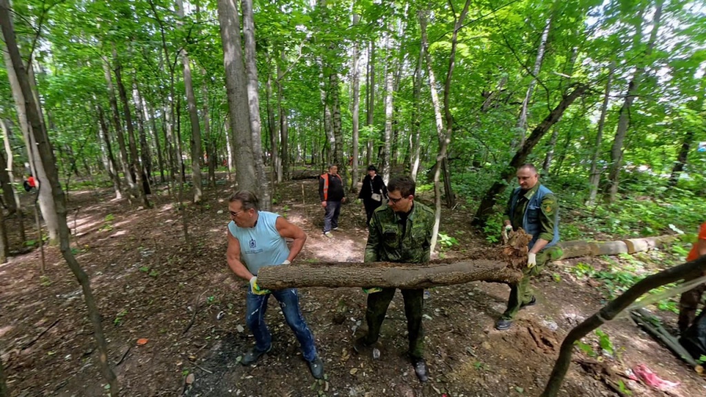 В Ивантеевке представители администрации округа Пушкинский, волонтёры и общественники навели порядок в лесополосе рядом с улицей Бережок